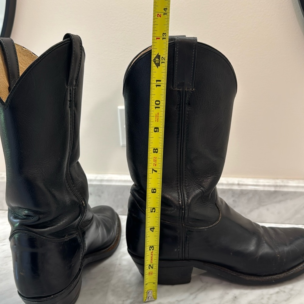 Justin Classic Western Cowboy Boots Shoes Black Leather - Picture 9 of 9